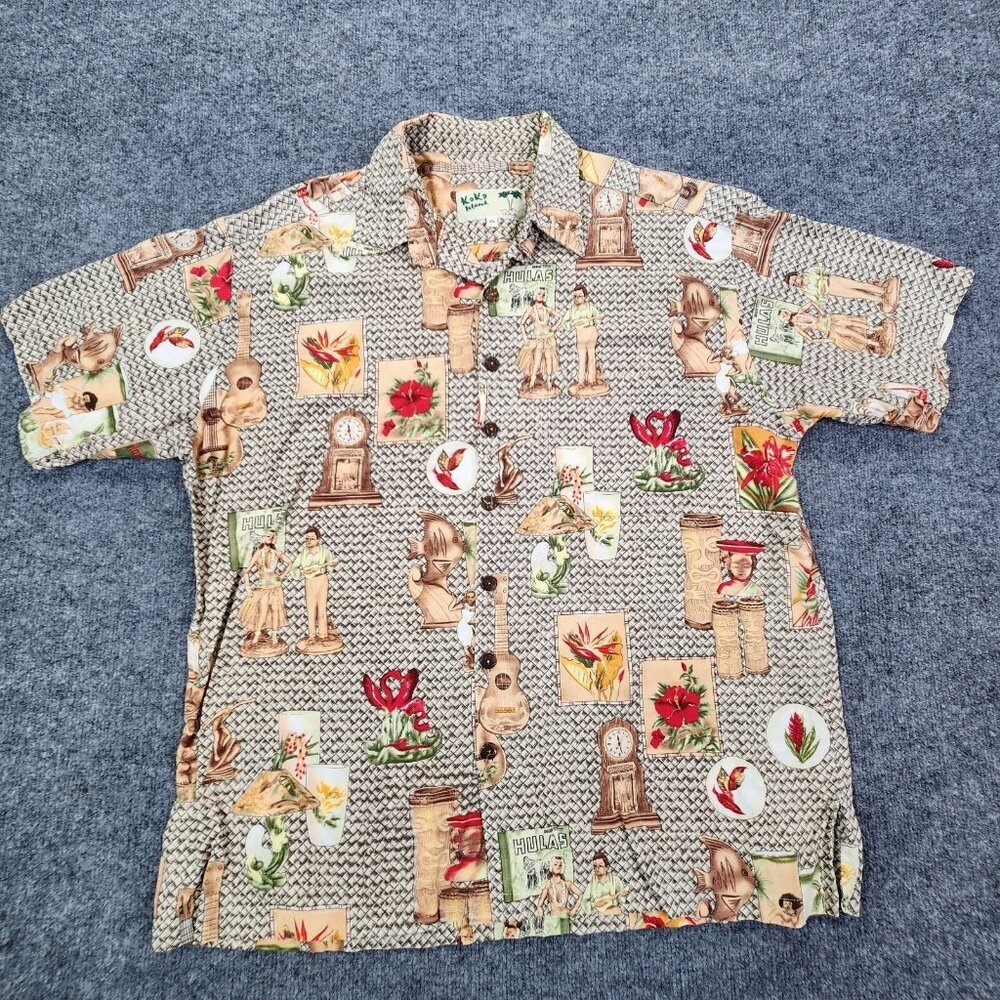 Koko Island Shirt Short-Sleeve Tiki Music Hawaii Hula Floral Rayon XL‎ Mens VTG